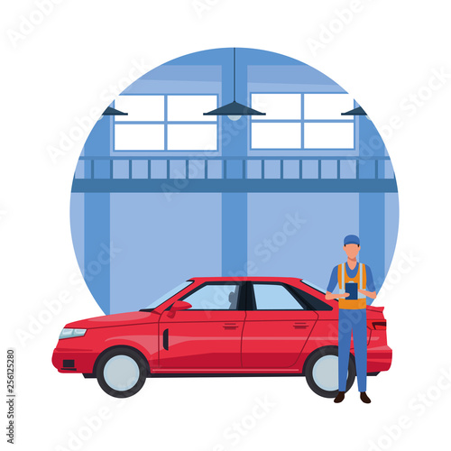 car service manufacturing cartoon © Jemastock