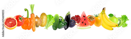 Color fruits and vegetables on white background © seralex
