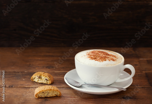 cup of cappuccino coffee with cookies © Nitr