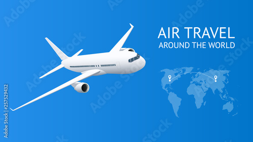 Airplane in blue sky. Air Travel, Vacation or Business concept. Travel by air transport © Golden Sikorka