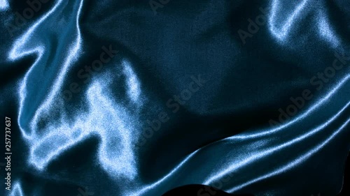 Super slow motion of waving blue velvet cloth in detail. Filmed on high speed cinema camera, 1000fps. © Jag_cz