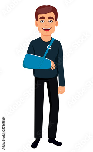 Man with a broken arm. © vectorkif