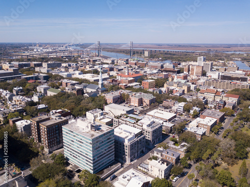 Aerial view of downtown Savannah, Georgia. © Wollwerth Imagery