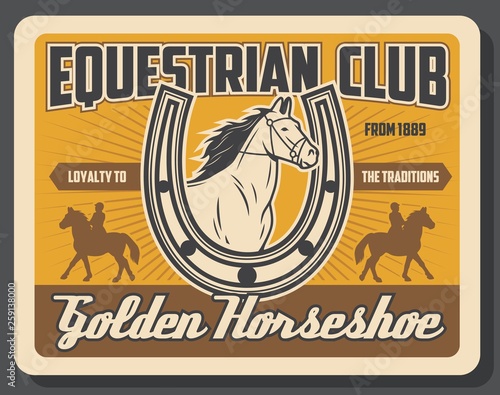 Equestrian club, jockey polo horse riding sport © Vector Tradition