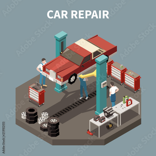 Car Service Isometric Concept © macrovector