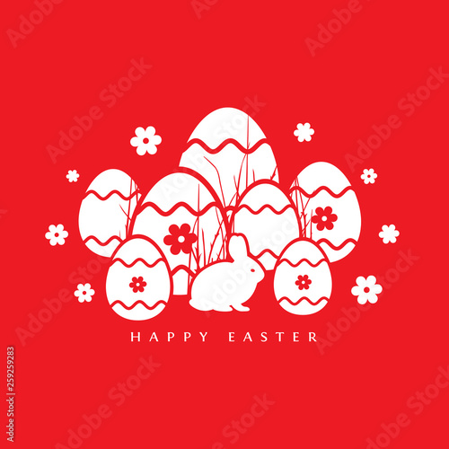 Vector illustration of Easter Rabbit red background.  © irina