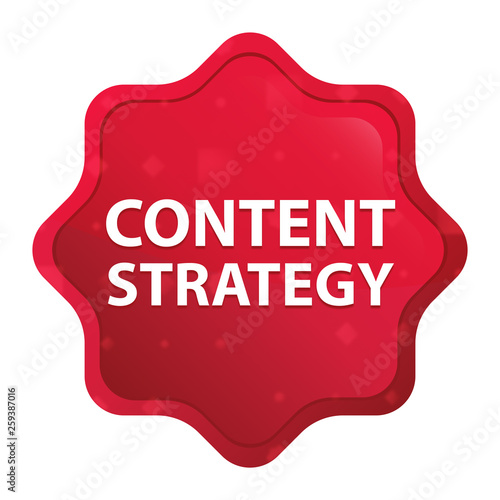 Content Strategy misty rose red starburst sticker button © Bluejayy