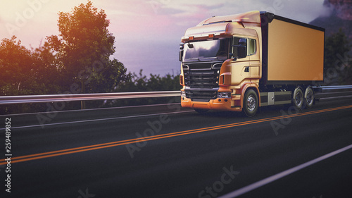 Truck on the road. 3d render and illustration. © phaisarnwong2517