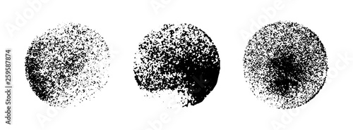 Sponge imprint circle texture hand drawn vector print. Set of round elements isolated on white background