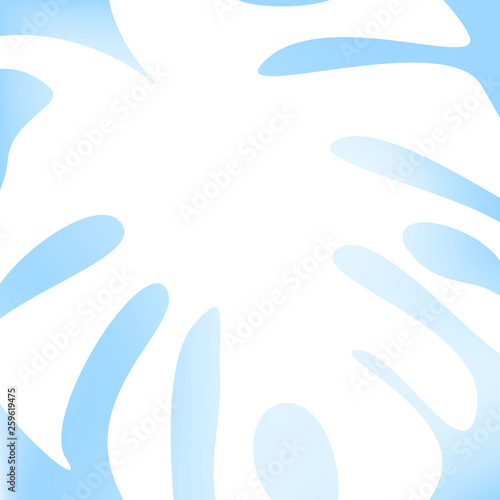 Minimalistic botanical background. The imprint of a white sheet on a blue pastel background.Vector illustration.