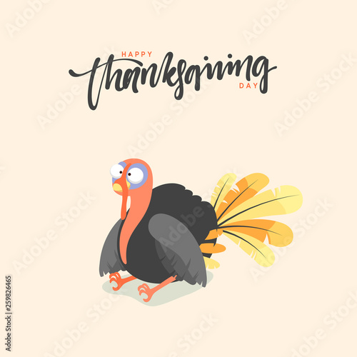 Cartoon Turkey bird. Happy Thanksgiving Celebration. © lauritta