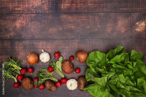 Vegetables on wooden background - Healthy lifestyle © bip