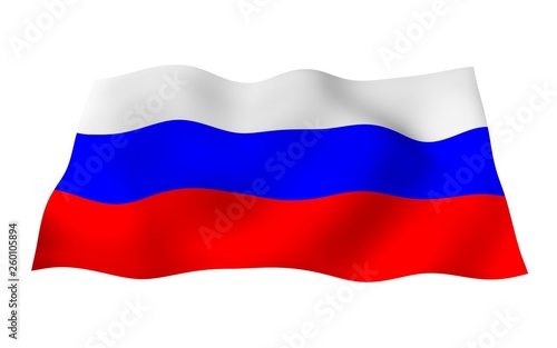 Waving flag of the Russian Federation. The National. State symbol of the Russia. 3D illustration
