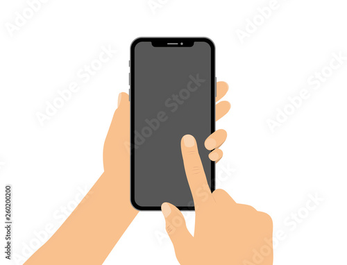 Hand tippt auf Smartphone - flat design x © Daniel Berkmann