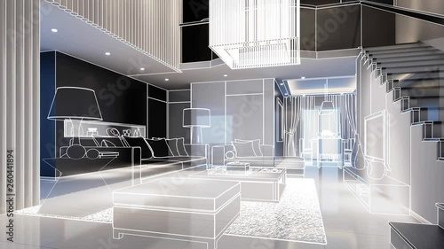 Modern House Interior - loopable 3d visualization © 4th Life Photography