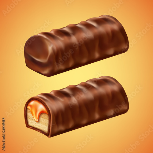 Chocolate bar set. Realistic vector illustration