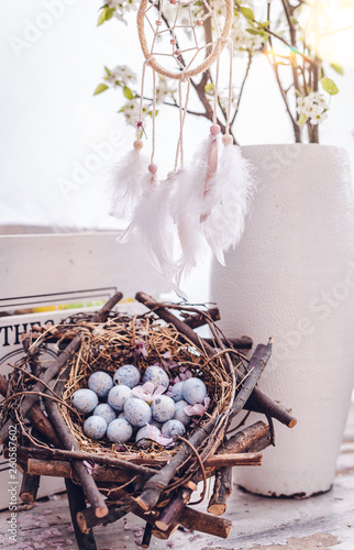 Hintergrund Karte schöner Hintergrund Eier im Korb Vintage © drubig-photo