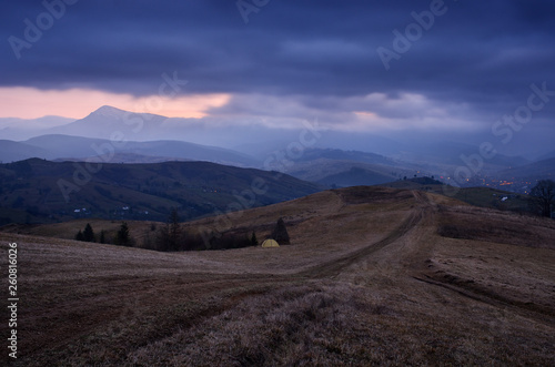 Dusky landscape in a mountain village © Oleksandr Kotenko