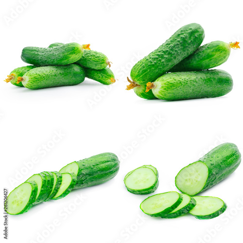Collage of cucumber isolated on white © fotofabrika