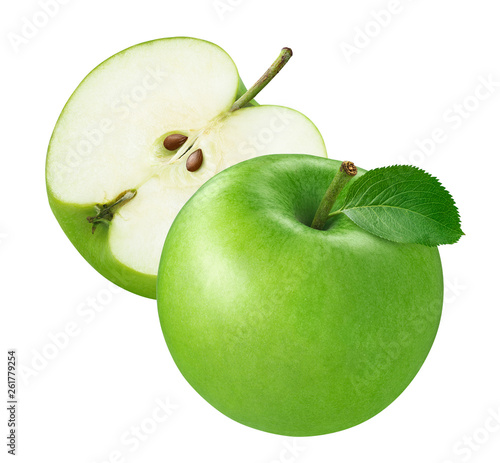 Green apple and half isolated on white background © kovaleva_ka