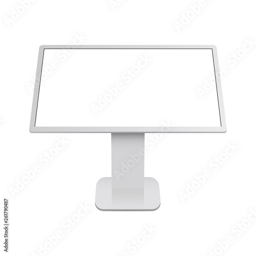 Interactive digital table with blank touch screen - front view. Vector illustration © EVZ