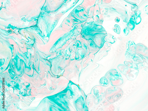 Pink and turquoise creative abstract hand painted background, marble texture © Artlu
