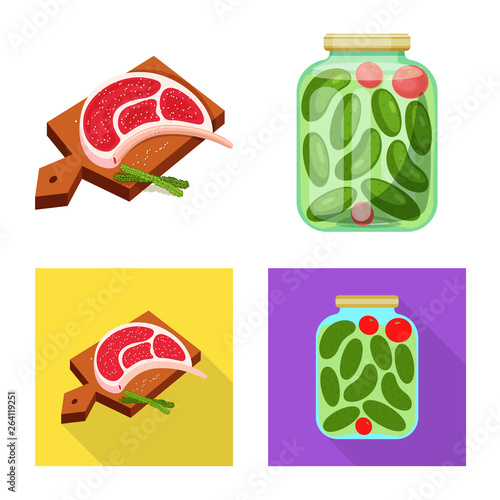 Vector illustration of cooking and sea logo. Collection of cooking and baking stock symbol for web. © pandavector
