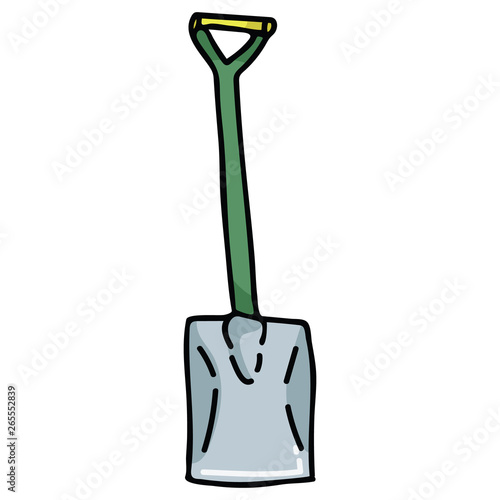 Cute gardening shovel cartoon vector illustration motif set. Hand drawn spade tool blog icons. Botanical equipment graphics. Agriculture web buttons. © Limolida Studio
