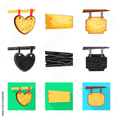 Isolated object of raw and forest sign. Set of raw and hardwood stock vector illustration.