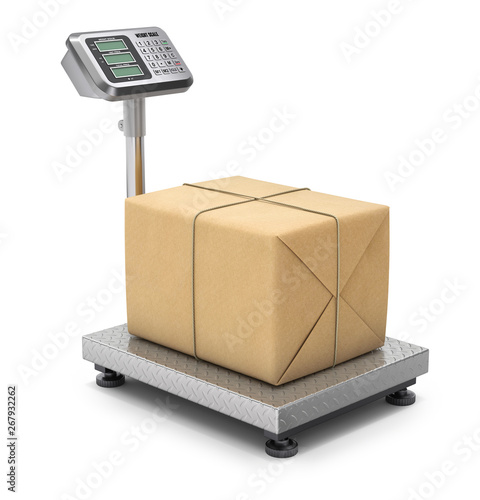 Warehouse scale with post package - 3D illustration